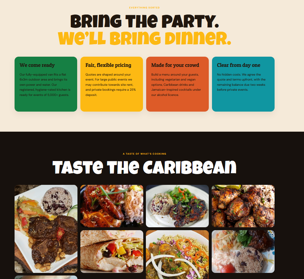 Caribbean Delight food business website