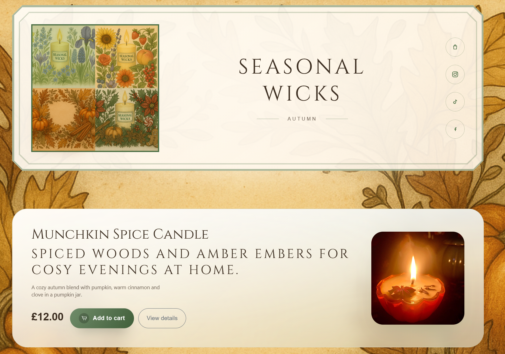 Seasonal Wicks candle shop website