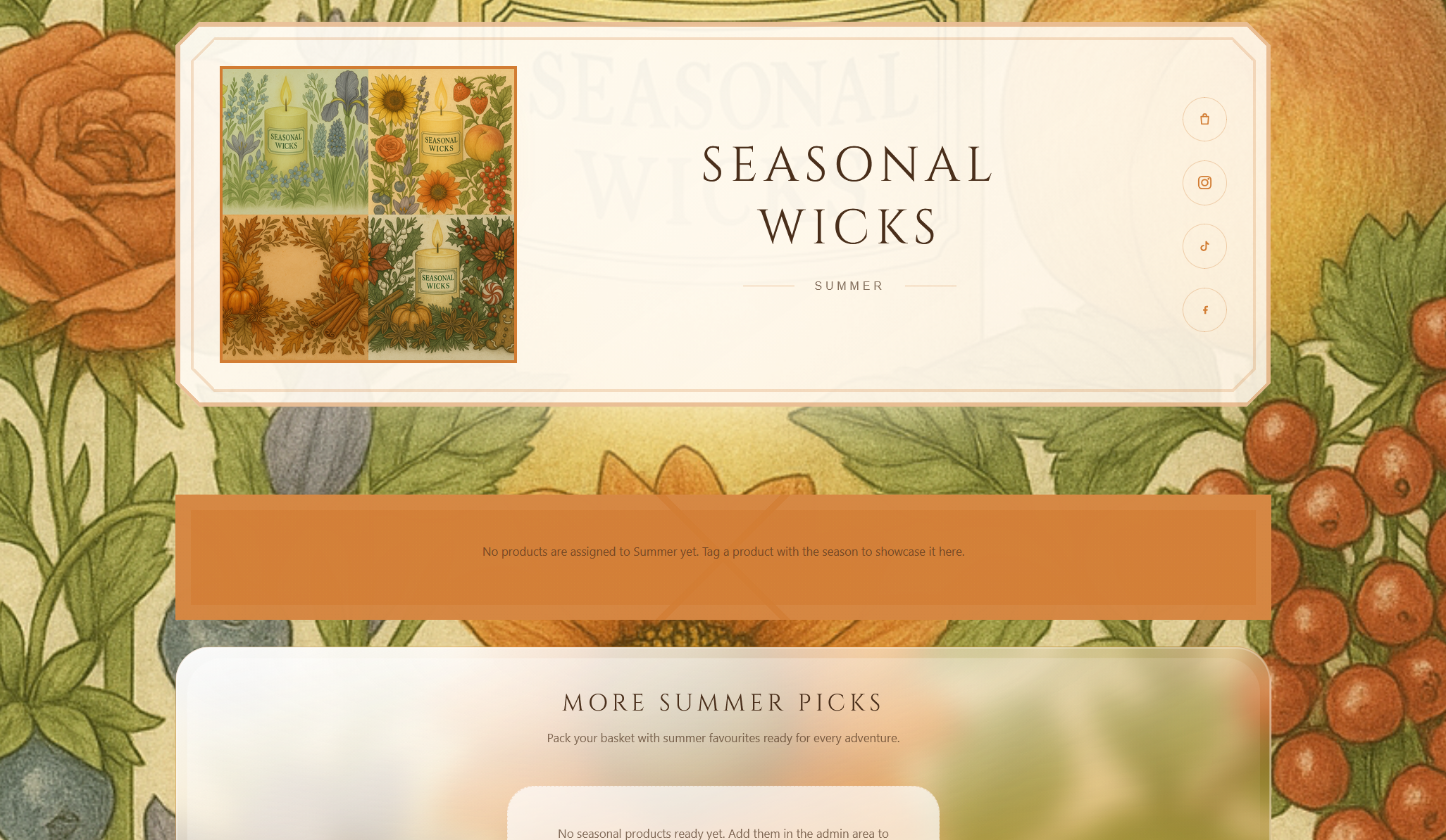 Seasonal Wicks candle shop website