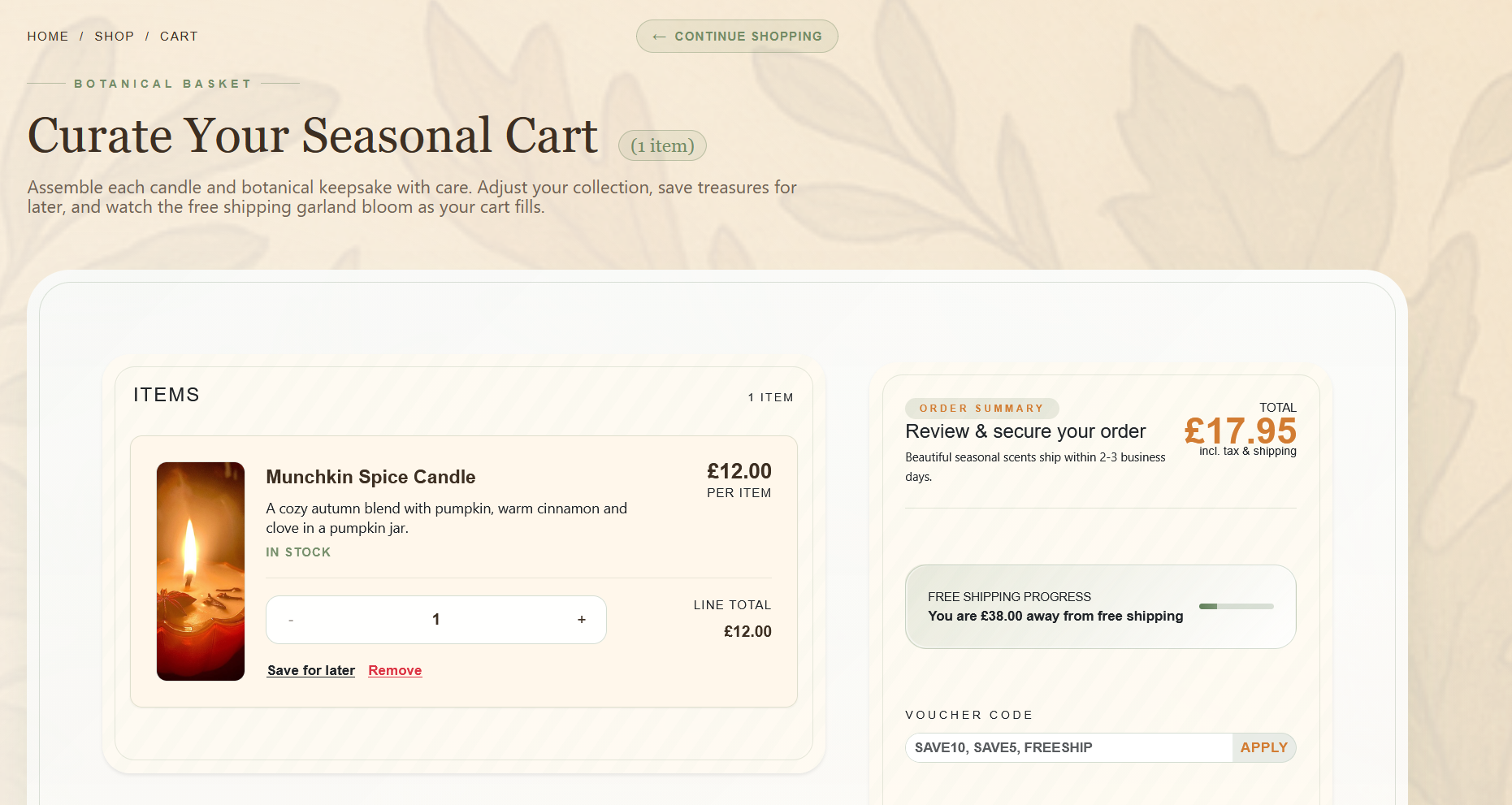 Seasonal Wicks candle shop website